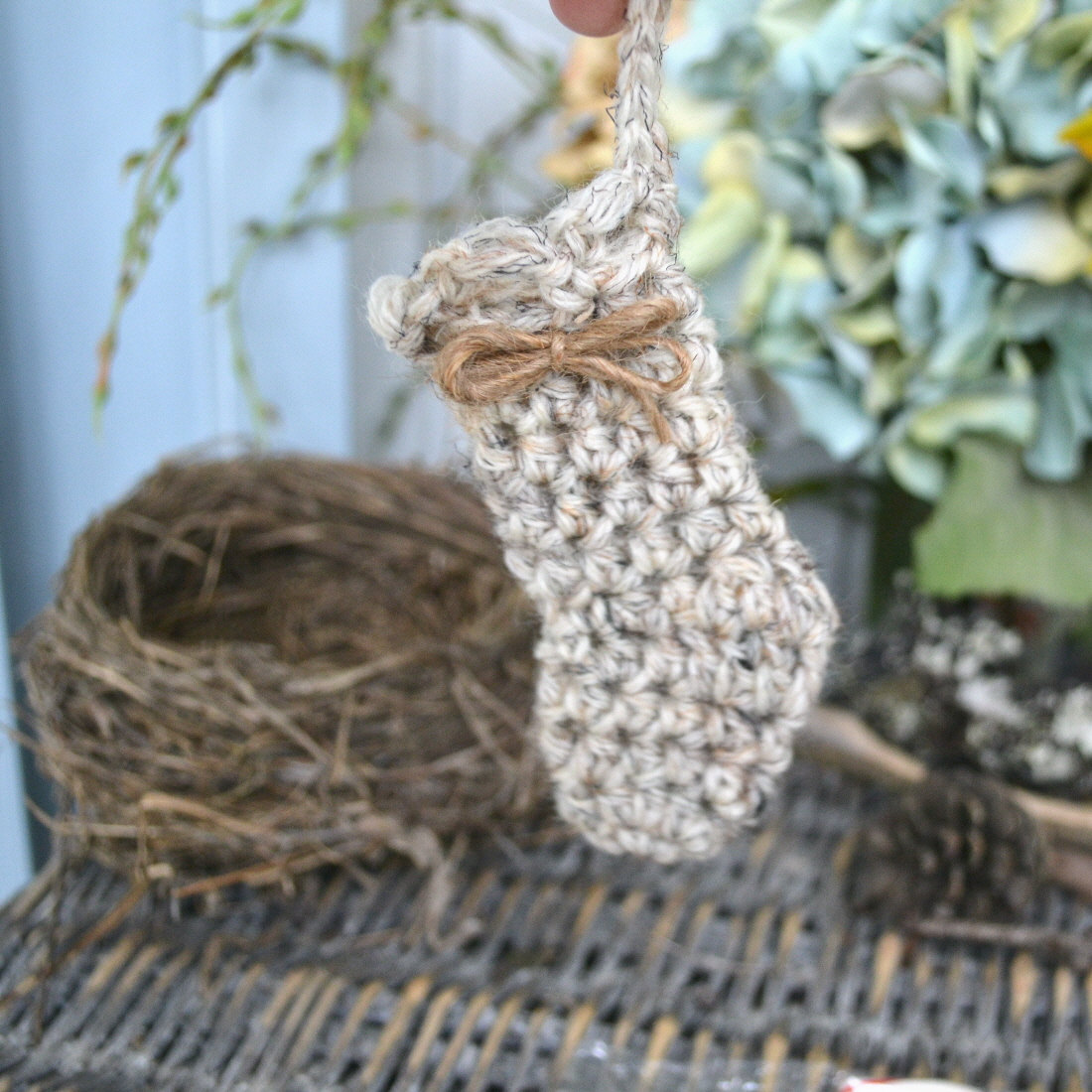 Mini Stocking Ornament-wool-birch Tweed